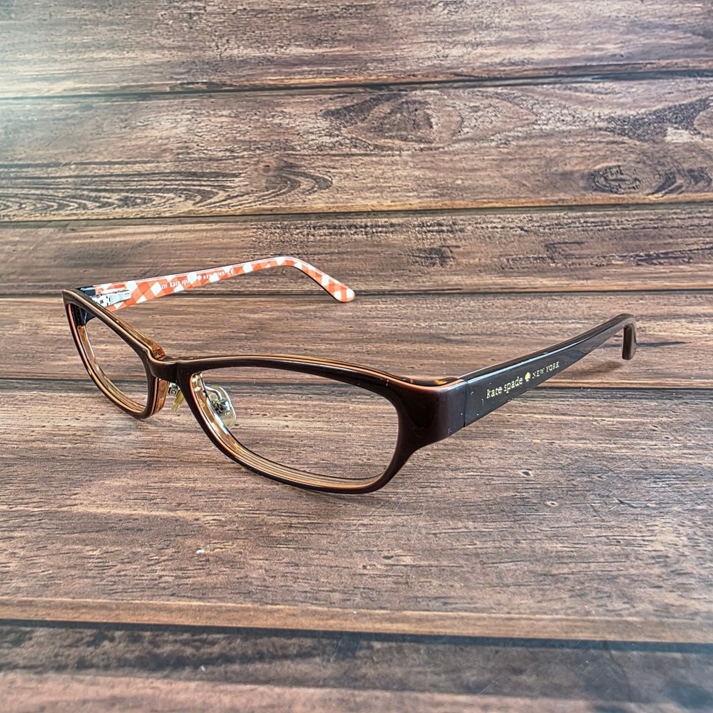 Kate Spade New York Janene 0X90 Brown Orange‎ Gingham Cat Eye Eyeglass 53-17-135 - Picture 6 of 10